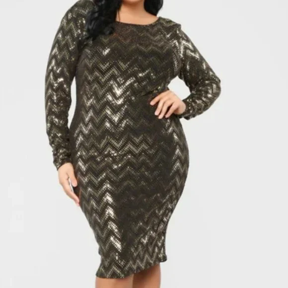 Zig Zag Gold Black Sequin Dress | Color: Black/Gold | Size: 3x | Pm-14772064's Closet Zig Zag Gold Black Sequin Dress | Color: Black/Gold | Size: 3x | Pm-14772064's Closet